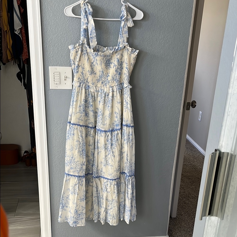 Maternity Floral Blue and White Women's Dress